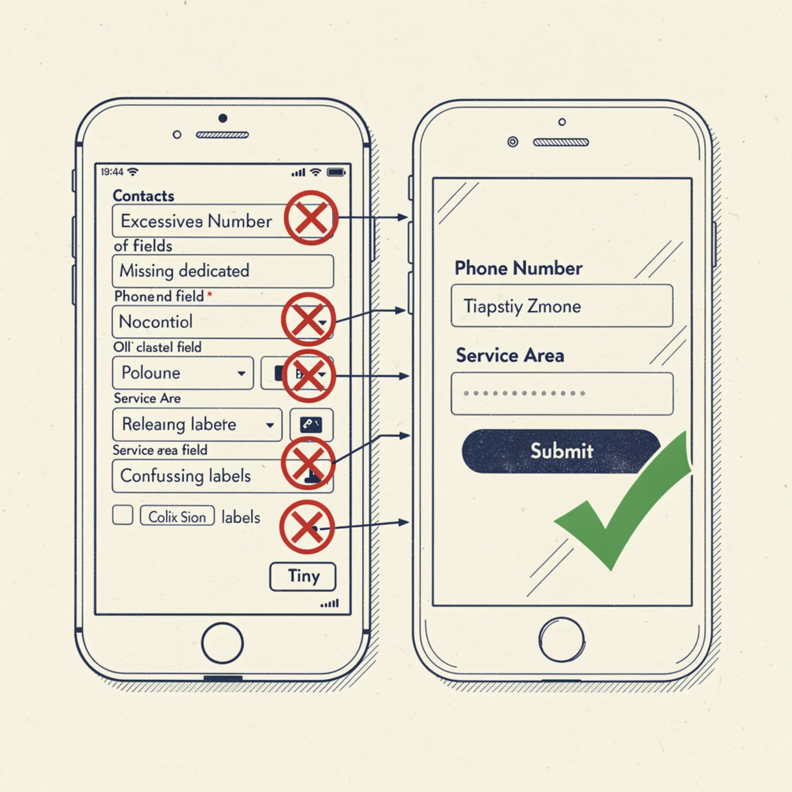 Contact page design showing common UX mistakes