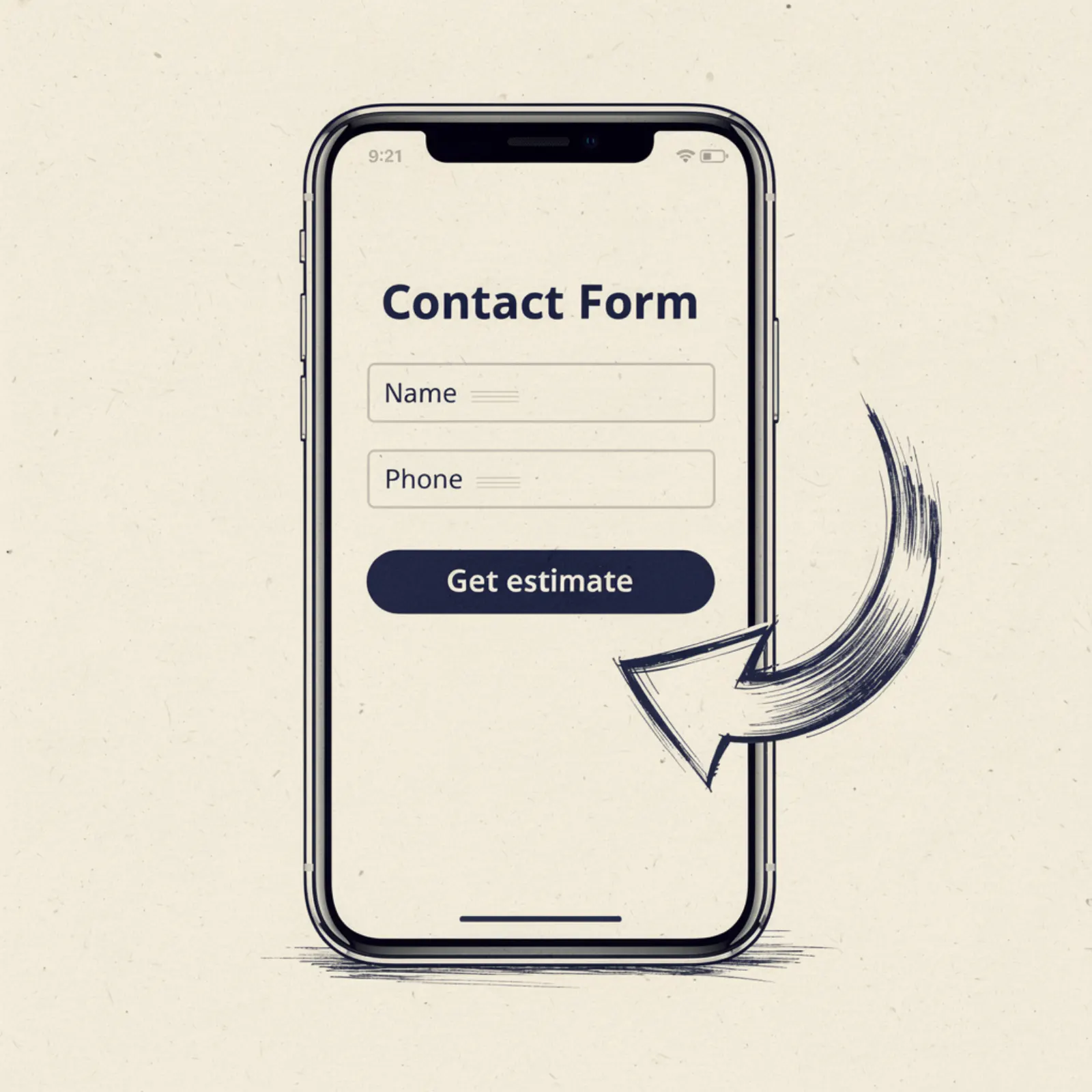 Website wireframe showing lead form placement above fold