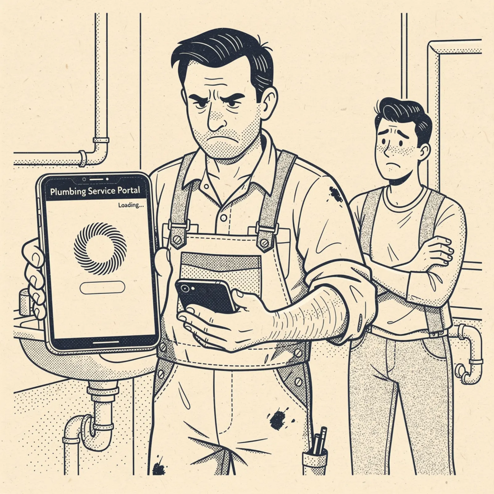 Business owner checking website on smartphone