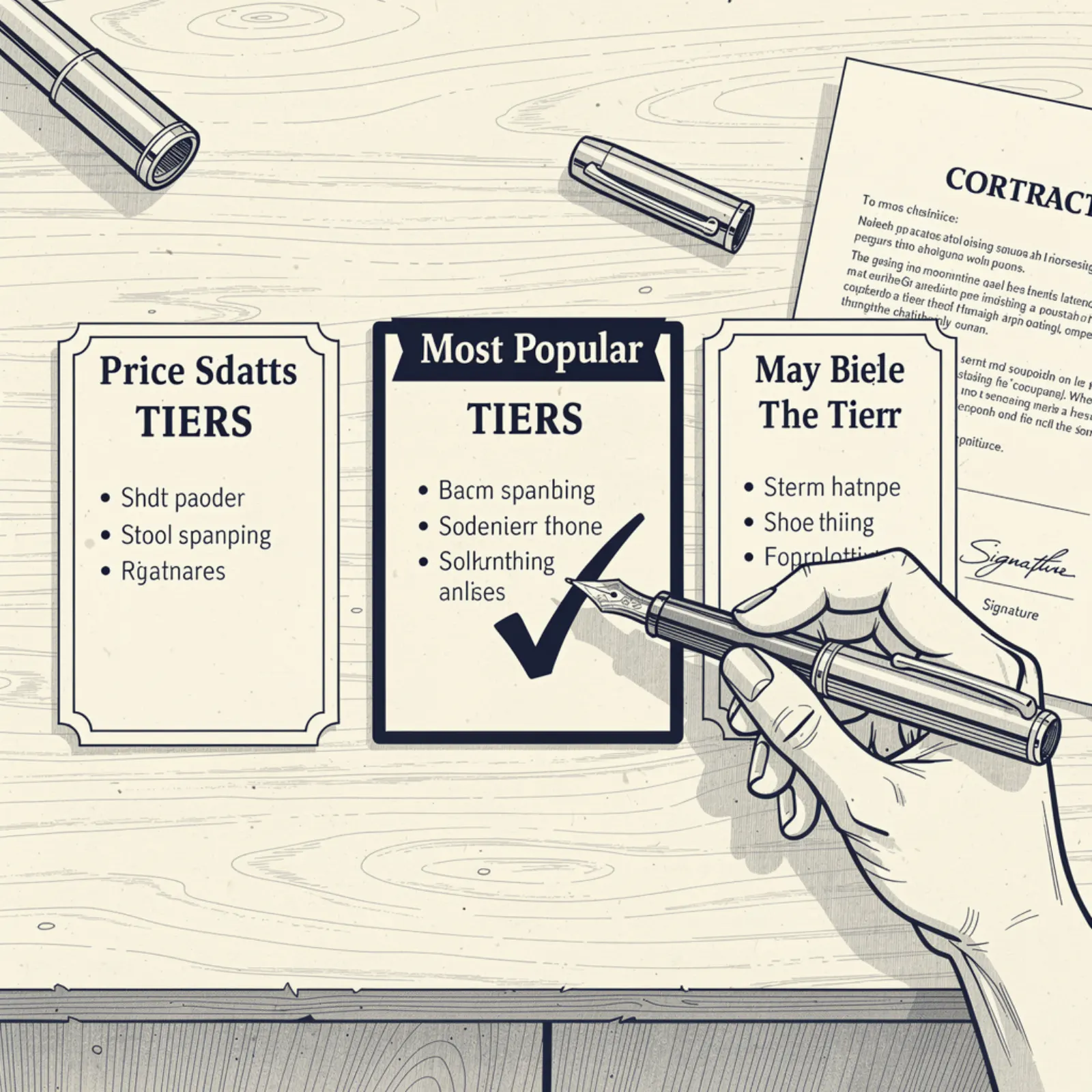 Pricing page design showing tiered service options