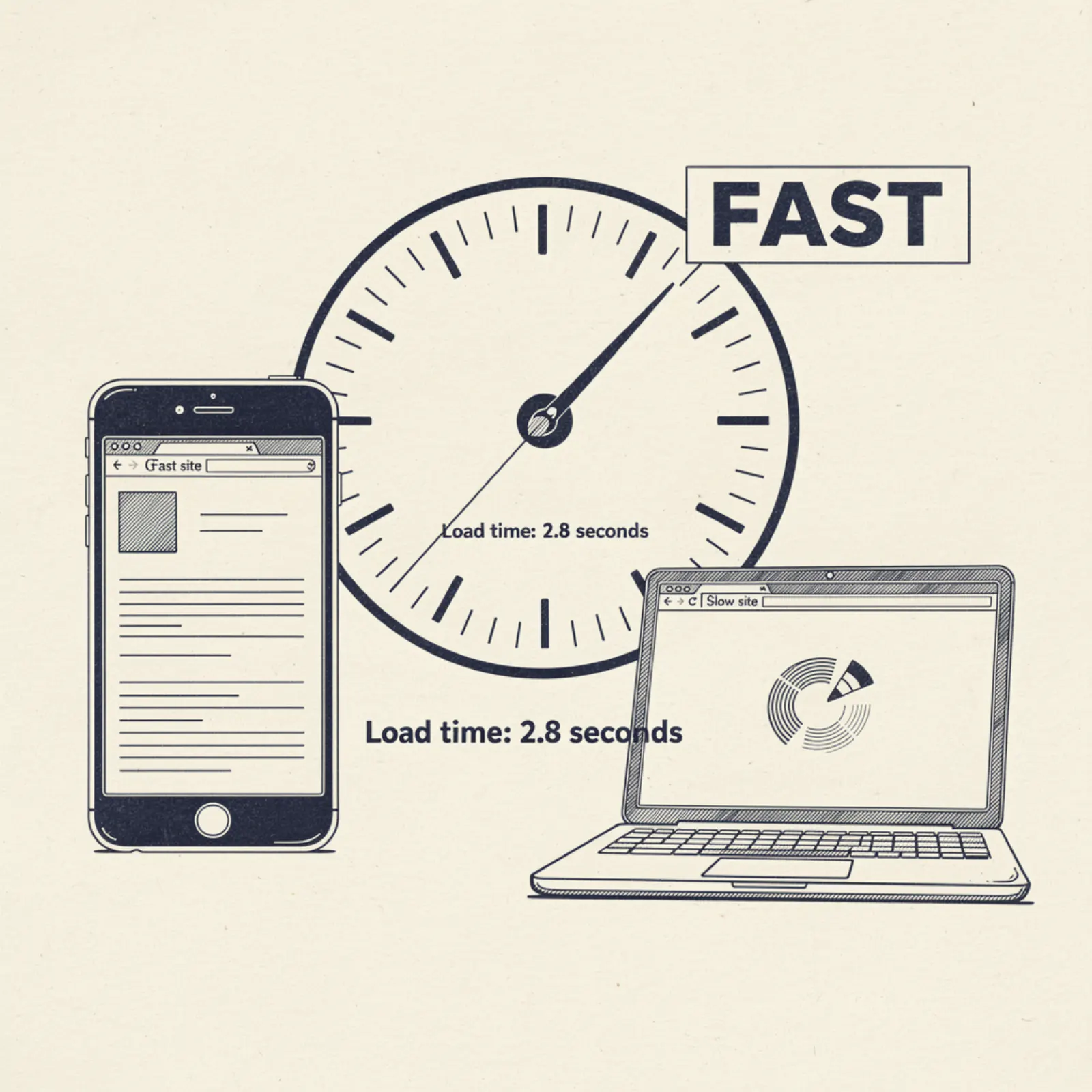 Website speed measurement showing fast load time